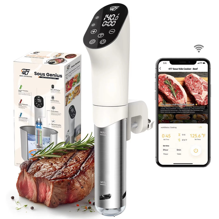 Sous Vide Machine 1100W, Sous Vide Precision Cooker, Ultra Quiet Immersion Circulator with Recipes, Accurate Temperature Control