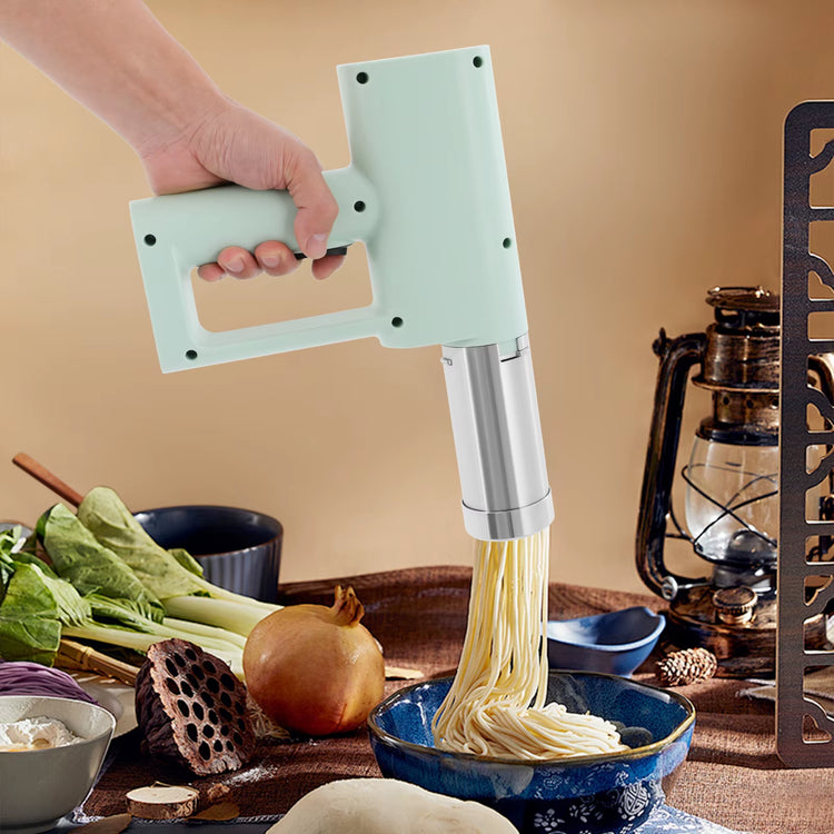 Electric Stainless Steel Pasta Maker,White/Green 5 Molds Kitchen Pasta Machine 22*20.5Cm for Home Kitchens