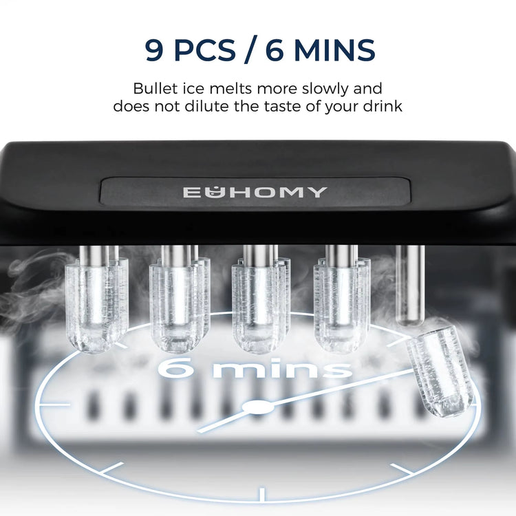 SIMZIFE Countertop Ice Maker Machine with Handle, 26 Lbs/24H, 9 Cubes in 6 Mins, Auto-Cleaning Portable Ice Maker,Silver