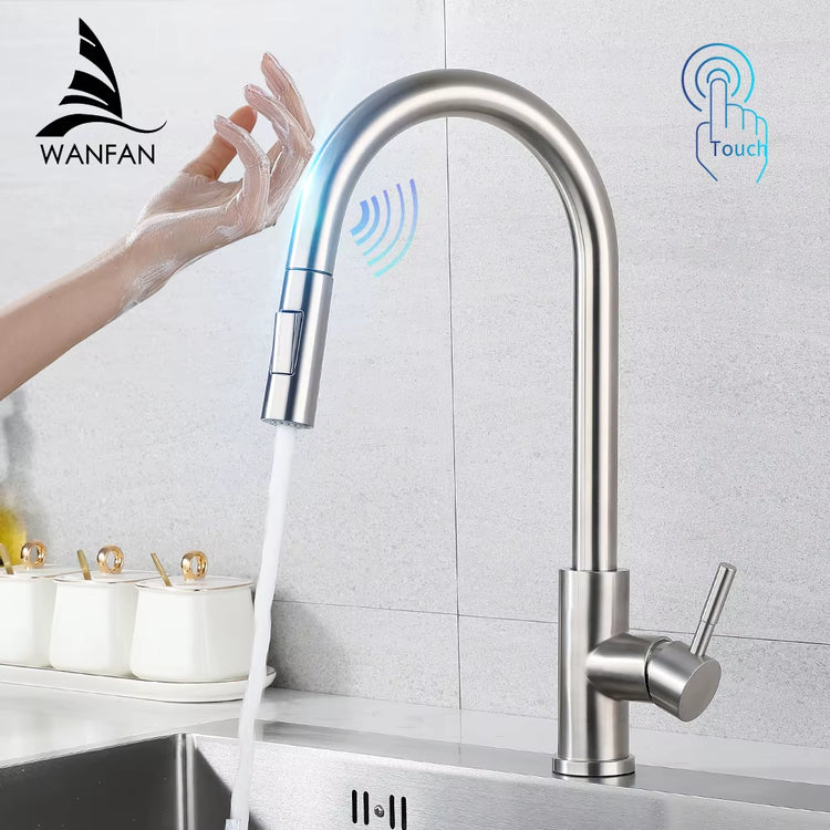 Smart Touch Kitchen Faucets Crane for Sensor Kitchen Water Tap Sink Mixer Rotate Touch Faucet Sensor Water Mixer KH-1015