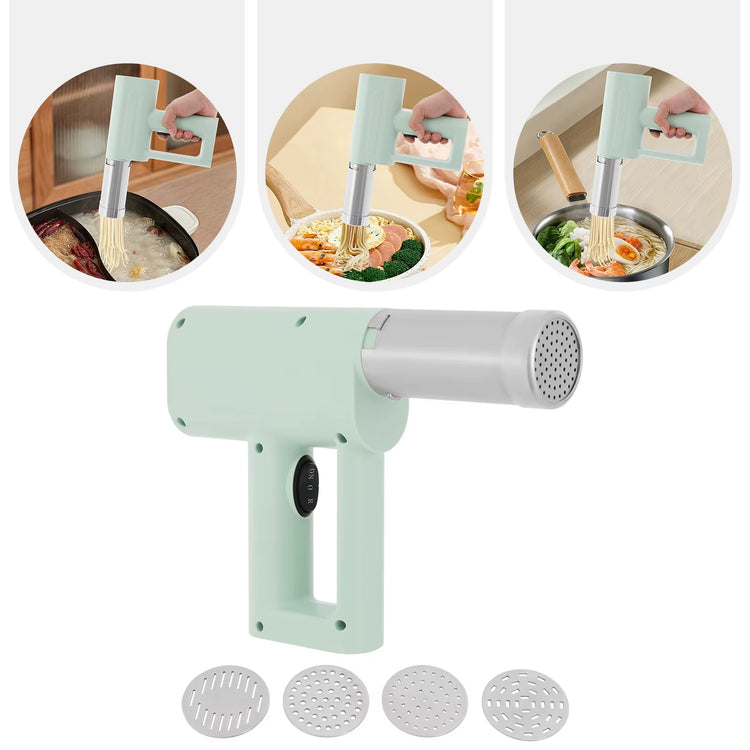Electric Stainless Steel Pasta Maker,White/Green 5 Molds Kitchen Pasta Machine 22*20.5Cm for Home Kitchens
