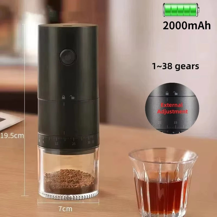 New Portable USB Electric Coffee Bean Grinder 38 Gears External Adjustable 1500Mah Rechargeable Household Mini Coffee Machine