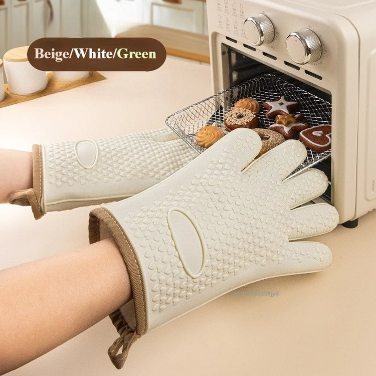 1PC Anti-Scald Thickened Silicone Gloves Heat Resistant Microwave Oven Baking Gloves BBQ Gloves Anti-Slip Heat Insulation Mitts