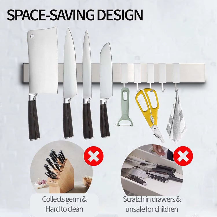 40CM 50CM Stainless Steel Knife Stand Magnetic Knife Holder Wall Block Storage Rack for Knives Kitchen Accessories Organizer