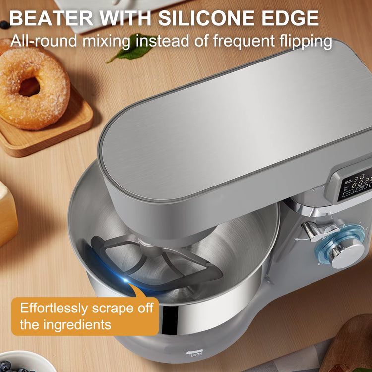 Succebuy 5.5/7Lelectric Stand Mixer with 6Speeds LCD Screen Timing Food Mixer Cream Egg Whisk Whip Dough Kneader with Steel Bowl