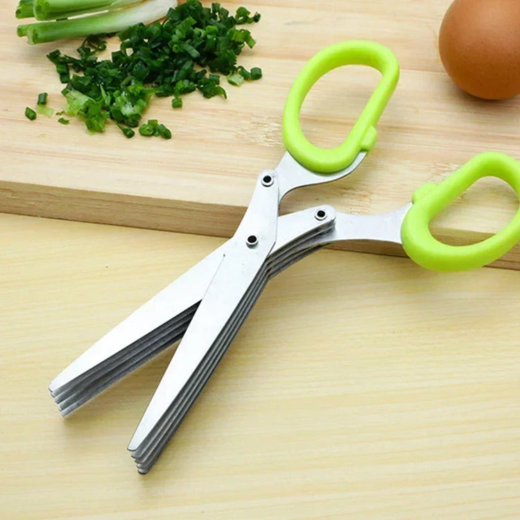 Multi-Layer Kitchen Scissors - Stainless Steel Vegetable Cutter Herbs, Scallions, Laver, and Spices with Efficient Cooking Tool