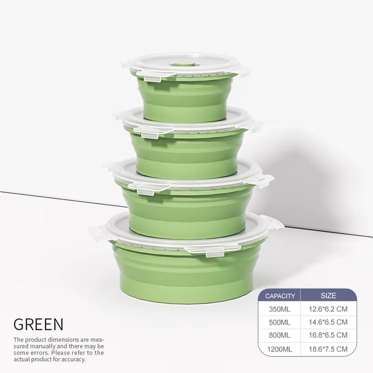 4Pcs Collapsible Lunch Box Silicone Food Storage Containers with Lids, Portable Expandable Bowls Travel Folding Food Storage Box