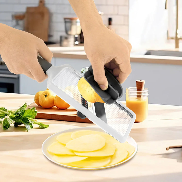 Handheld Mandoline Slicer with 2 Pcs Food Holder Adjustable Mandoline Food Slicer Comfort Grip Mandoline Slicer Kitchen Tool