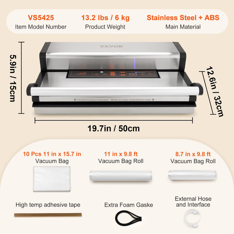 Succebuy Commercial Vacuum Sealer Machine Multifunction Automatic Food Packaging with Bag Roll Storage Cutter for Home Kitchen