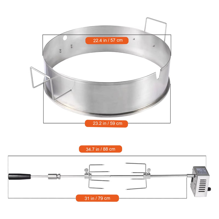 Universal Grill Rotisserie Kit for Grills, Electric BBQ Grill with 9W Motor, Stainless Steel Automatic Grilling Kit