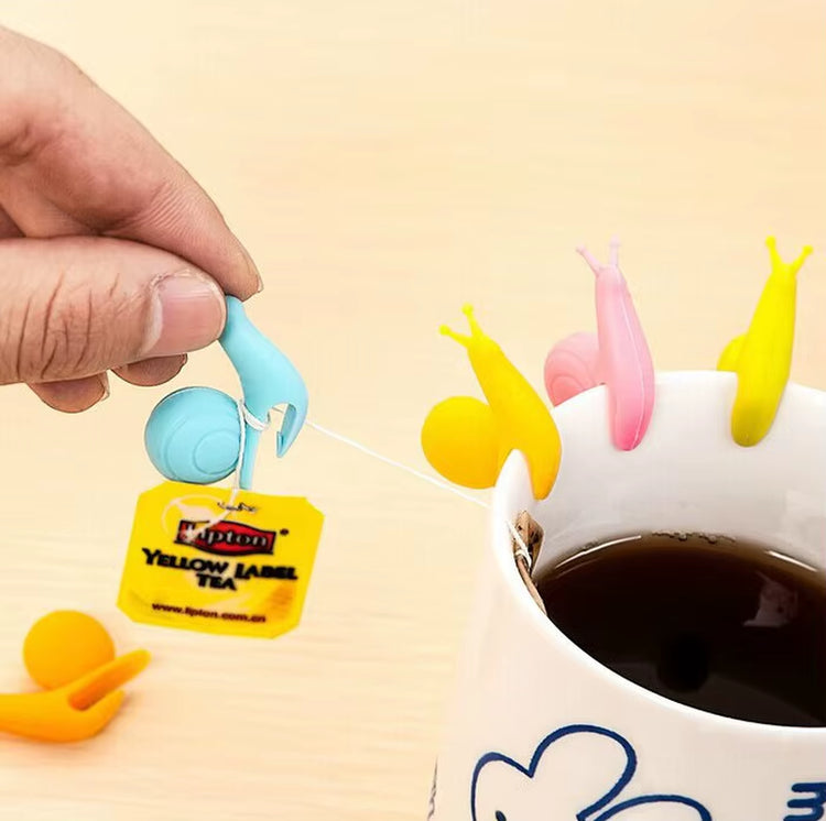 5 Pcs/Set Cute Snail Shape Tea Bag Clip Cup Mug Tea Infusers Strainer Clips Party Decor Random Color Silicone Tea Bag Holder
