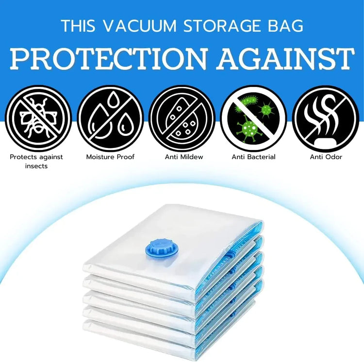 6 Pack Vacuum Storage Bags with Hand Pump Space Saver Vacuum Seal Storage Bags for Clothing Bedding Travel Lugggage Organizer