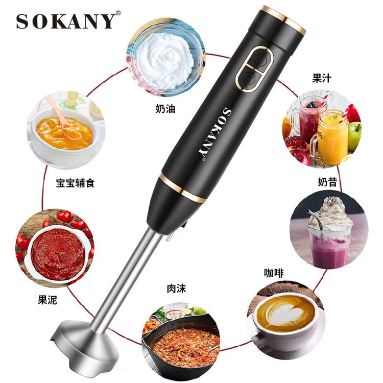 Immersion Blender Handheld,300W Multi-Purpose Hand Blender, 2 Speed Stick Blender,Black/White