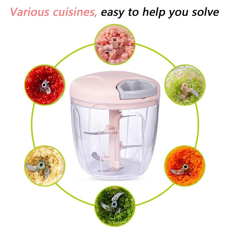 500/900ML Manual Meat Mincer Garlic Chopper Rotate Garlic Press Crusher Vegetable Onion Cutter Kitchen Cooking Accessories