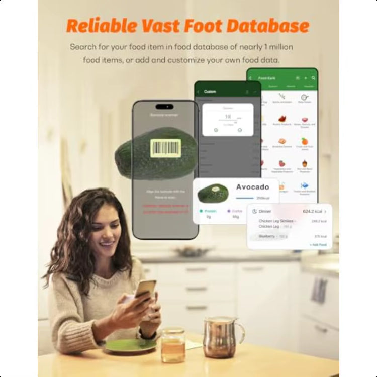 Smart Food Scales with Nutritional Calculator Smartphone App with 26 Nutrients Tracking Calorie Marco Digital Kitchen Weight Gr
