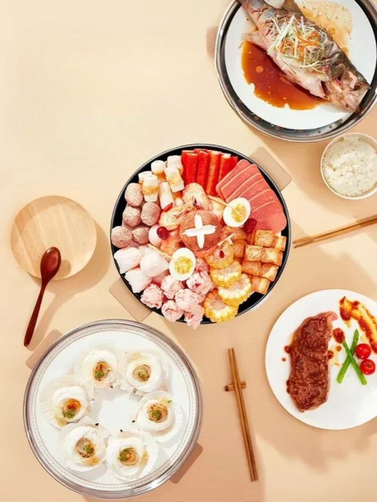 220V Electric Heated Steamer Food Household Multi-Functional Three-Layer Stainless Steel Large-Capacity Vegetable Cooke C