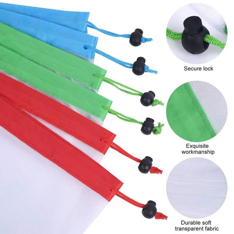 3 Sizes Reusable Mesh Produce Bag Washable Eco-Friendly Bags for Grocery Shopping Storage Fruit Vegetable Toys Sundries Bag
