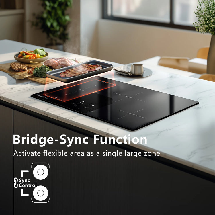 9000W Built-In Induction Cooktop 4 Burners-Touch Control Smart Cooking Timer&Child Lock Power Boost Electric Stove 110V