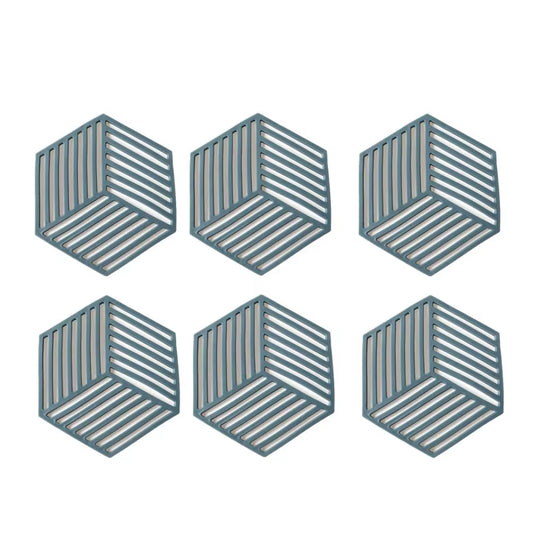 1/3/6PCS Rubber Tableware Insulation Mat Coaster Cup Hexagon Mats Pad Heat-Insulated Bowl Placemat Home Decor Eco-Friendly