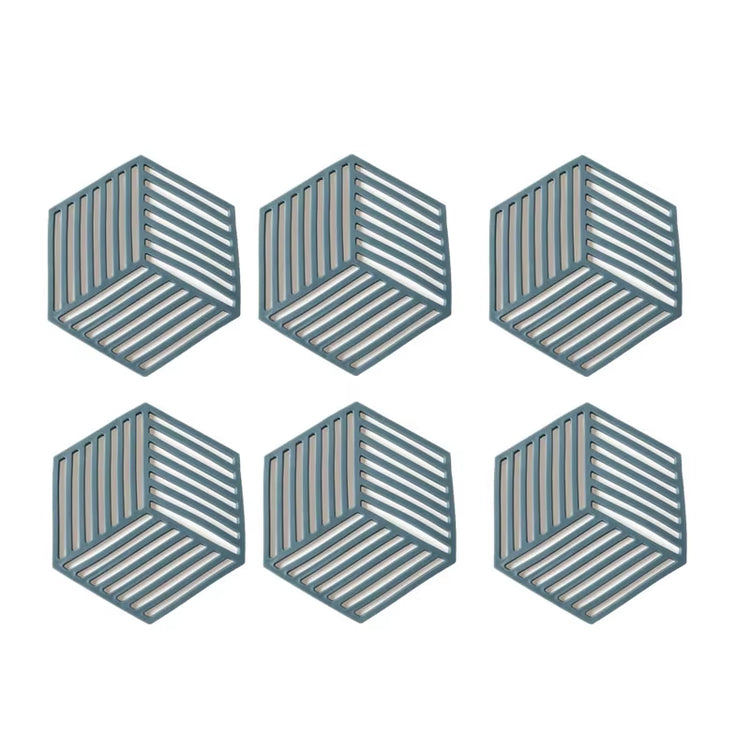 1/3/6PCS Rubber Tableware Insulation Mat Coaster Cup Hexagon Mats Pad Heat-Insulated Bowl Placemat Home Decor Eco-Friendly