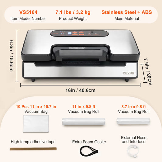 Succebuy Commercial Vacuum Sealer Machine Multifunction Automatic Food Packaging with Bag Roll Storage Cutter for Home Kitchen