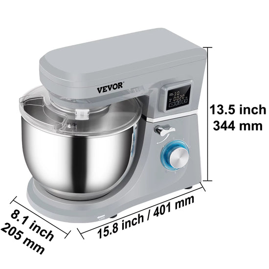 Succebuy 5.5/7Lelectric Stand Mixer with 6Speeds LCD Screen Timing Food Mixer Cream Egg Whisk Whip Dough Kneader with Steel Bowl