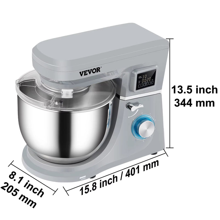 Succebuy 5.5/7Lelectric Stand Mixer with 6Speeds LCD Screen Timing Food Mixer Cream Egg Whisk Whip Dough Kneader with Steel Bowl
