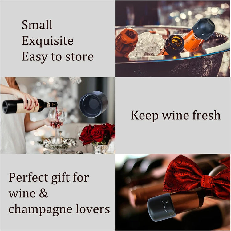 Champagne Wine Bottle Stopper with Silicone Wine Toppers Stopper Reusable Wine Saver Cork Superior Leak-Proof Keeps Wine Fresh