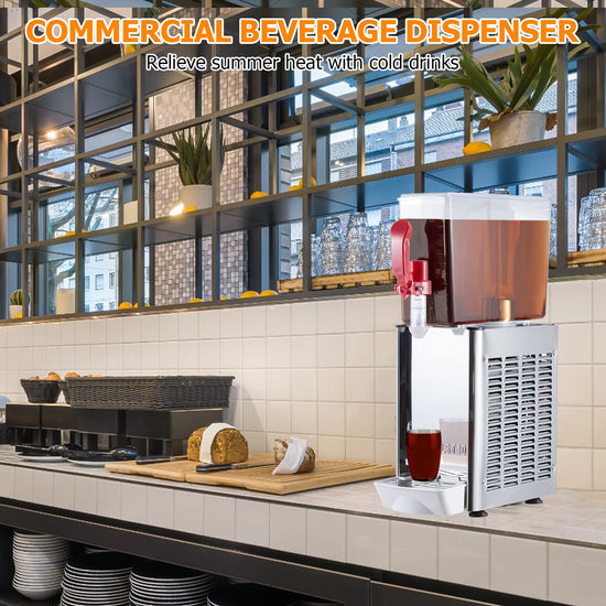 Commercial Beverage Dispenser, 1 Tank 10L(18L) , Commercial Juice Dispenser 180W Ice Tea Drink Dispenser, 41°F-54°F Cooling