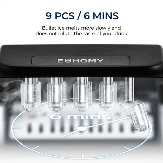 SIMZIFE Countertop Ice Maker Machine with Handle, 26 Lbs/24H, 9 Cubes in 6 Mins, Auto-Cleaning Portable Ice Maker,Silver