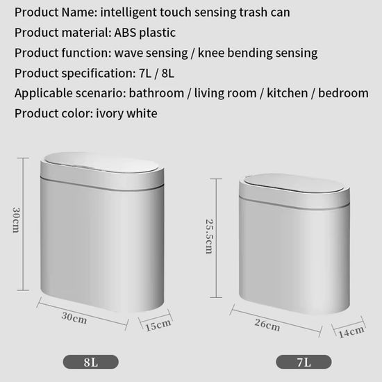 7L Smart Induction Trash Can Automatic Intelligent Sensor Dustbin Electric Touch Trash Bin for Kitchen Bathroom Bedroom Trash
