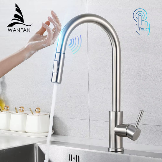 Smart Touch Kitchen Faucets Crane for Sensor Kitchen Water Tap Sink Mixer Rotate Touch Faucet Sensor Water Mixer KH-1015