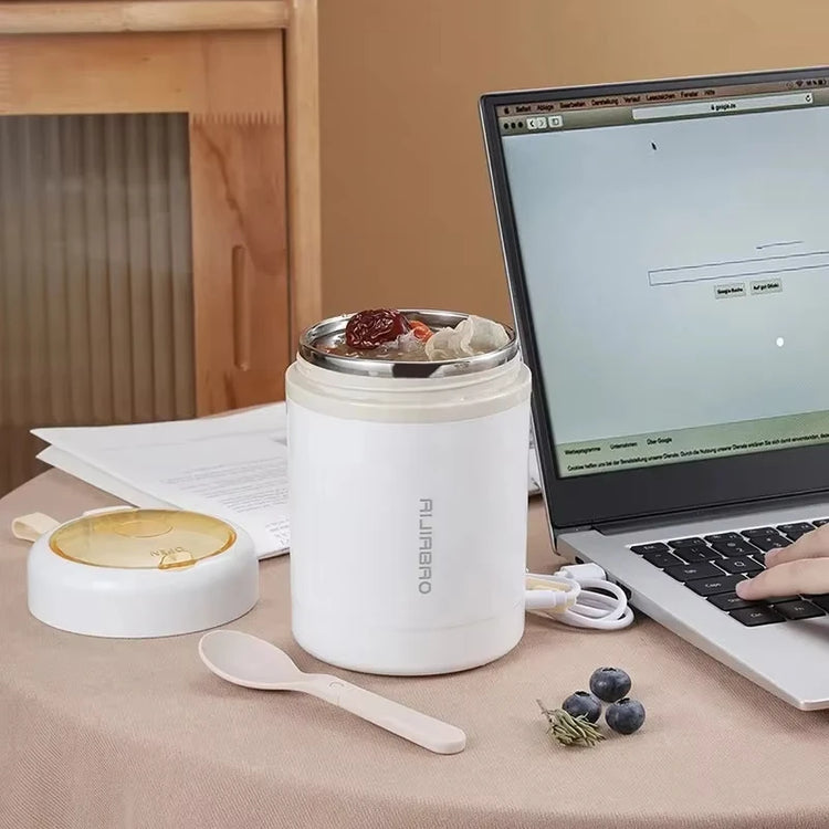 600ML USB Electric Heating Lunch Box Portable Picnic Milk Drink Food Heater Stainless Steel Food Warmer Container 5V 12V 24V