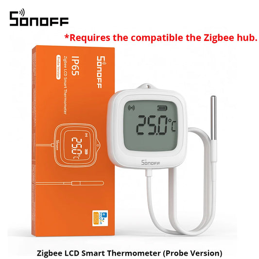 SNZB-02LD IP65 Zigbee LCD Smart Thermometer with Probe Detect Pool Bathtub Fridge Freezer Liquid Temperature Measurement