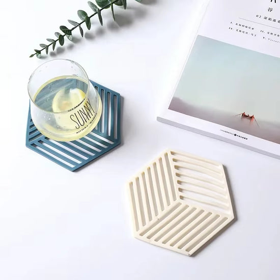 1/3/6PCS Rubber Tableware Insulation Mat Coaster Cup Hexagon Mats Pad Heat-Insulated Bowl Placemat Home Decor Eco-Friendly