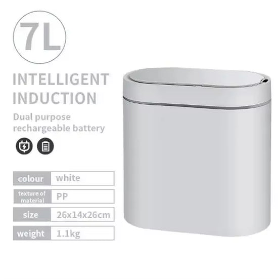 7L Smart Induction Trash Can Automatic Intelligent Sensor Dustbin Electric Touch Trash Bin for Kitchen Bathroom Bedroom Trash