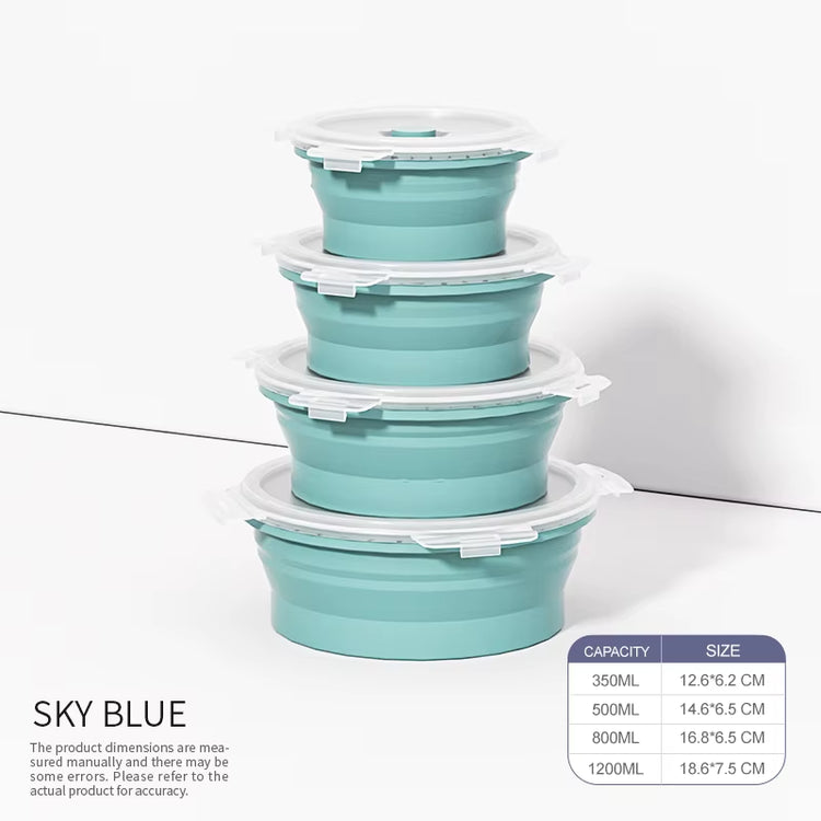 4Pcs Collapsible Lunch Box Silicone Food Storage Containers with Lids, Portable Expandable Bowls Travel Folding Food Storage Box