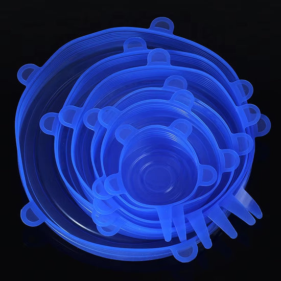 6Pcs/Set Silicone Covers Adaptable Silicone Lids Silicone Caps for Food Universal Dish Stretch Lids for Cans Kitchen Accessories