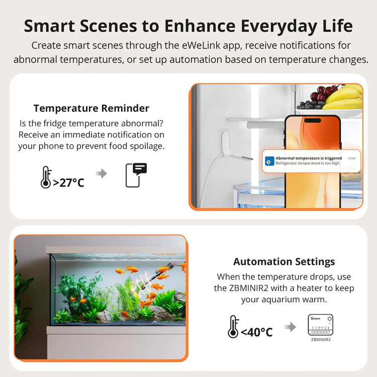 SNZB-02LD IP65 Zigbee LCD Smart Thermometer with Probe Detect Pool Bathtub Fridge Freezer Liquid Temperature Measurement