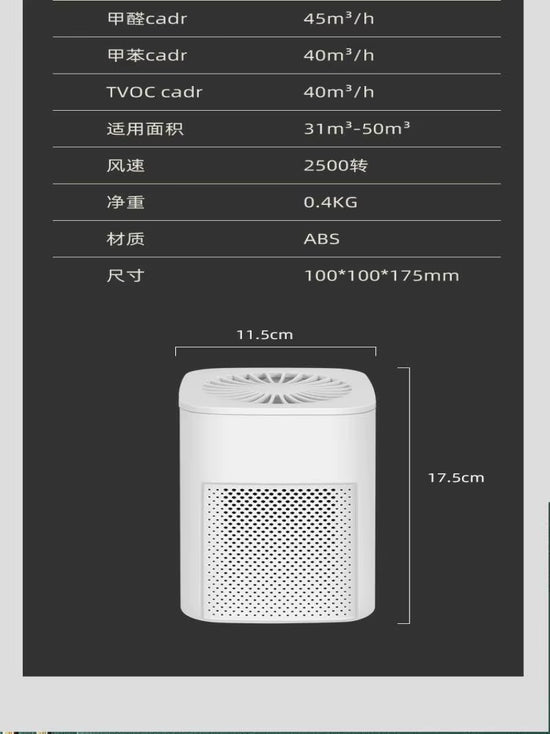 Home Air Purifier Mini Indoor Blue Light Negative Ion Air Freshener with HEPA Filter for Office