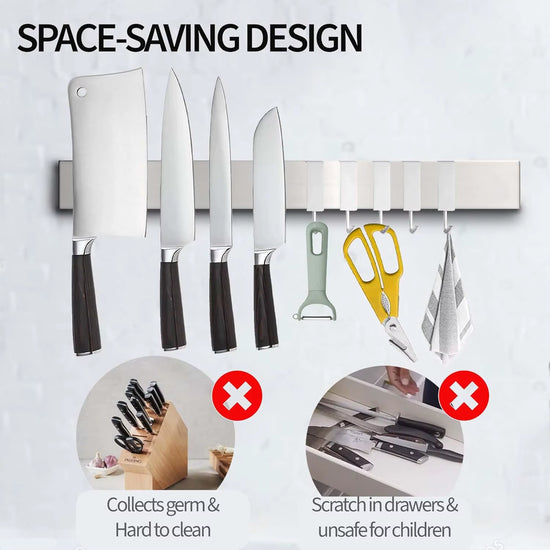 40CM 50CM Stainless Steel Knife Stand Magnetic Knife Holder Wall Block Storage Rack for Knives Kitchen Accessories Organizer