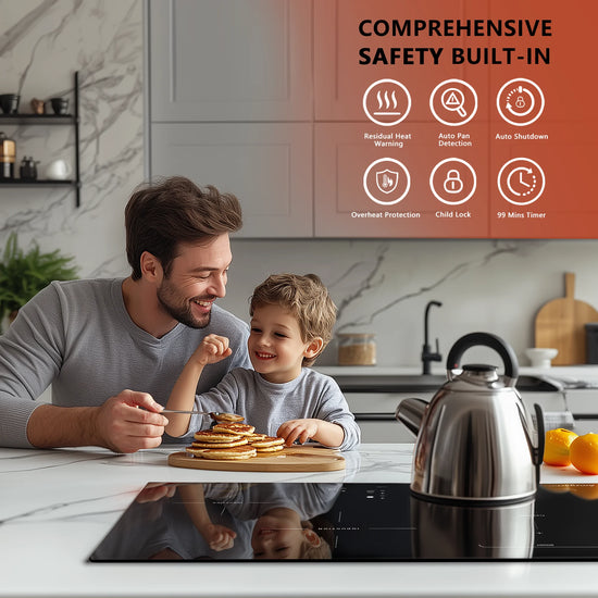 9000W Built-In Induction Cooktop 4 Burners-Touch Control Smart Cooking Timer&Child Lock Power Boost Electric Stove 110V