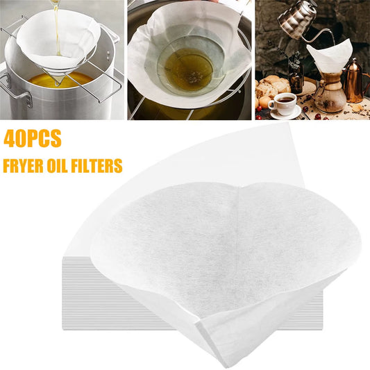 40 Pcs Fryer Oil Filter Cone Filters Non-Woven Filter Cones Cooking Oil Filter Cones Filter Kitchen Restaurants Hotels Accessory