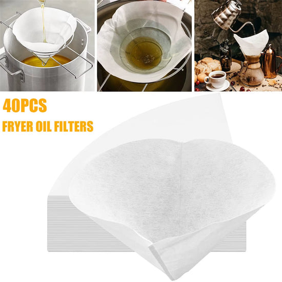 40 Pcs Fryer Oil Filter Cone Filters Non-Woven Filter Cones Cooking Oil Filter Cones Filter Kitchen Restaurants Hotels Accessory