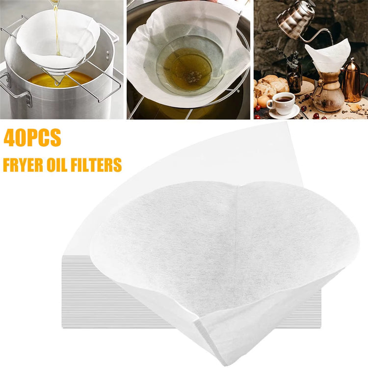40 Pcs Fryer Oil Filter Cone Filters Non-Woven Filter Cones Cooking Oil Filter Cones Filter Kitchen Restaurants Hotels Accessory