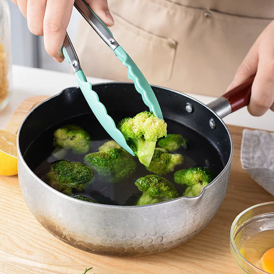 1Pcs Silicone Food Tong Stainless Steel Kitchen Tongs Silicone Non-Slip Cooking Clip Clamp BBQ Salad Tools Kitchen Accessories