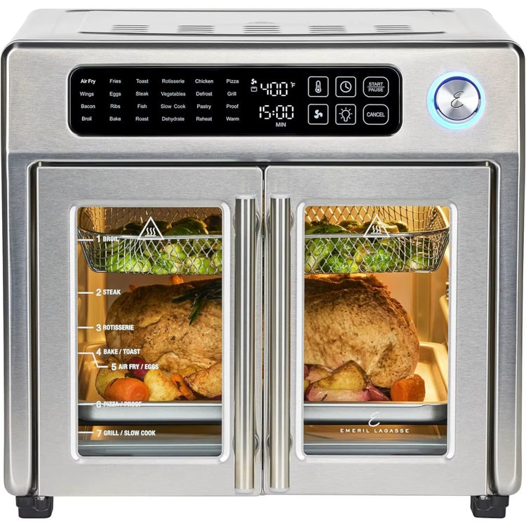Lagasse Extra Large French Door Air Fryer Toaster Oven Combo, 24 Cooking Functions and Digital Controls, 7 Accri In