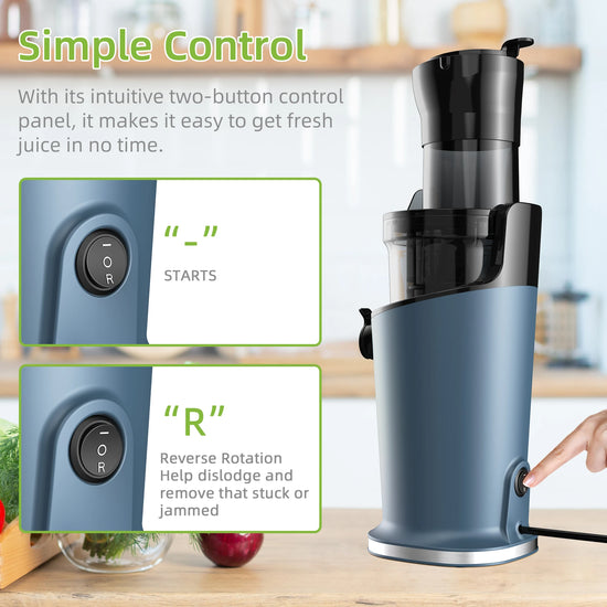 Cold Press Juicer with 78Mm Feed Chute, 200W 40-65RPM Powerful Motor Slow Masticating Juice Extractor Fits Whole Fruits