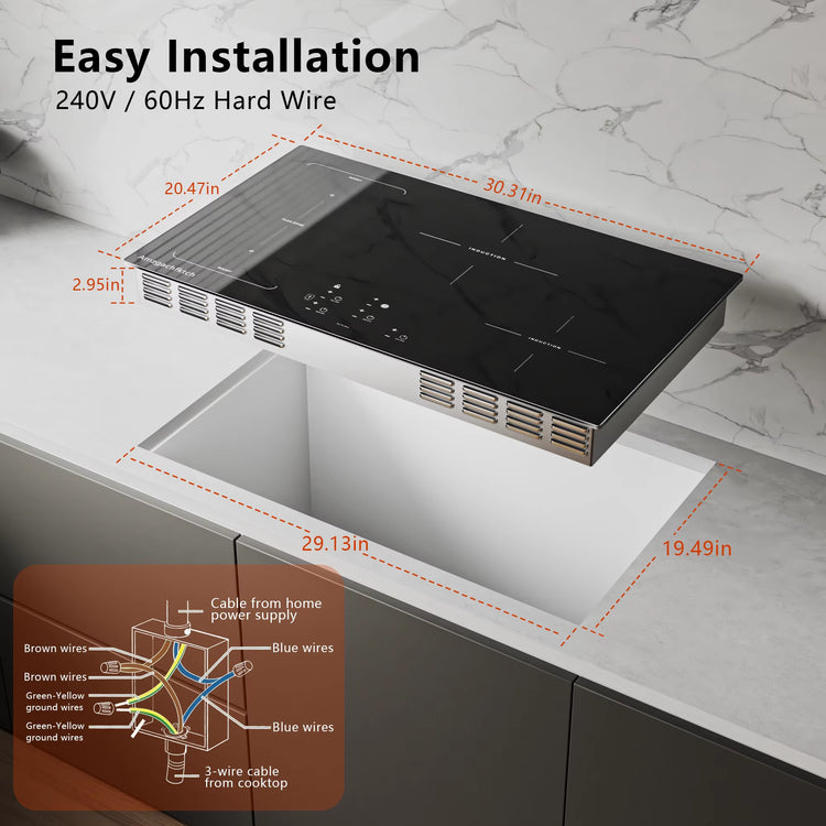 9000W Built-In Induction Cooktop 4 Burners-Touch Control Smart Cooking Timer&Child Lock Power Boost Electric Stove 110V