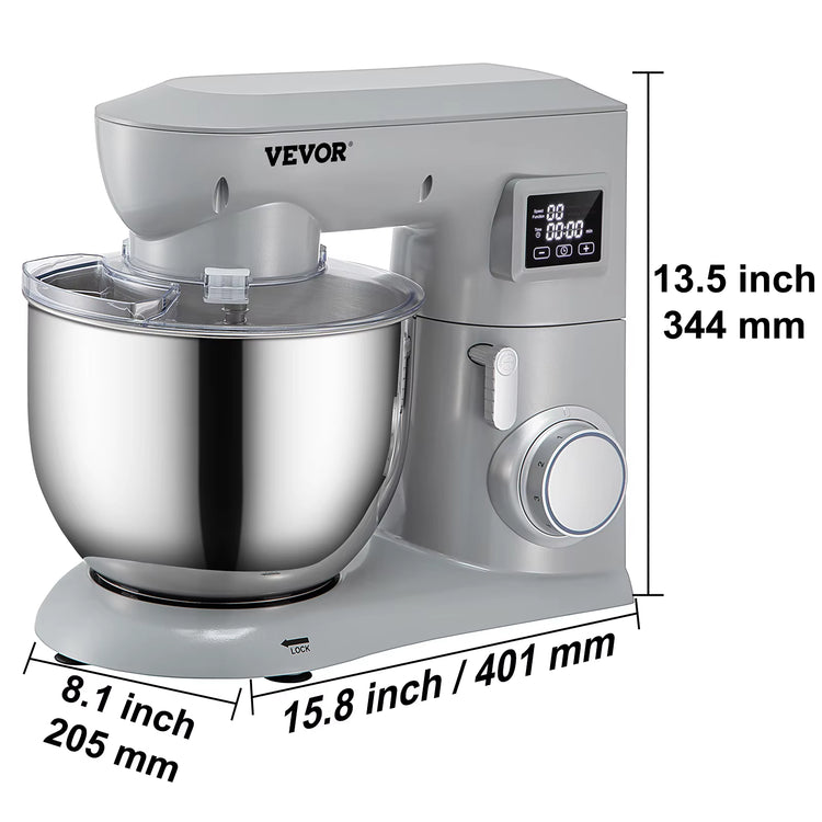 Succebuy 5.5/7Lelectric Stand Mixer with 6Speeds LCD Screen Timing Food Mixer Cream Egg Whisk Whip Dough Kneader with Steel Bowl